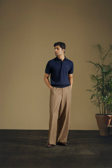 Navy Blue Embroidered Polo